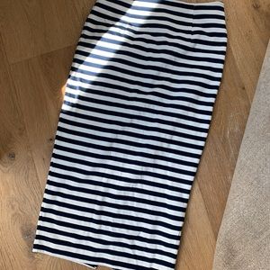 J. Crew knit striped pencil midi skirt 00 cream navy